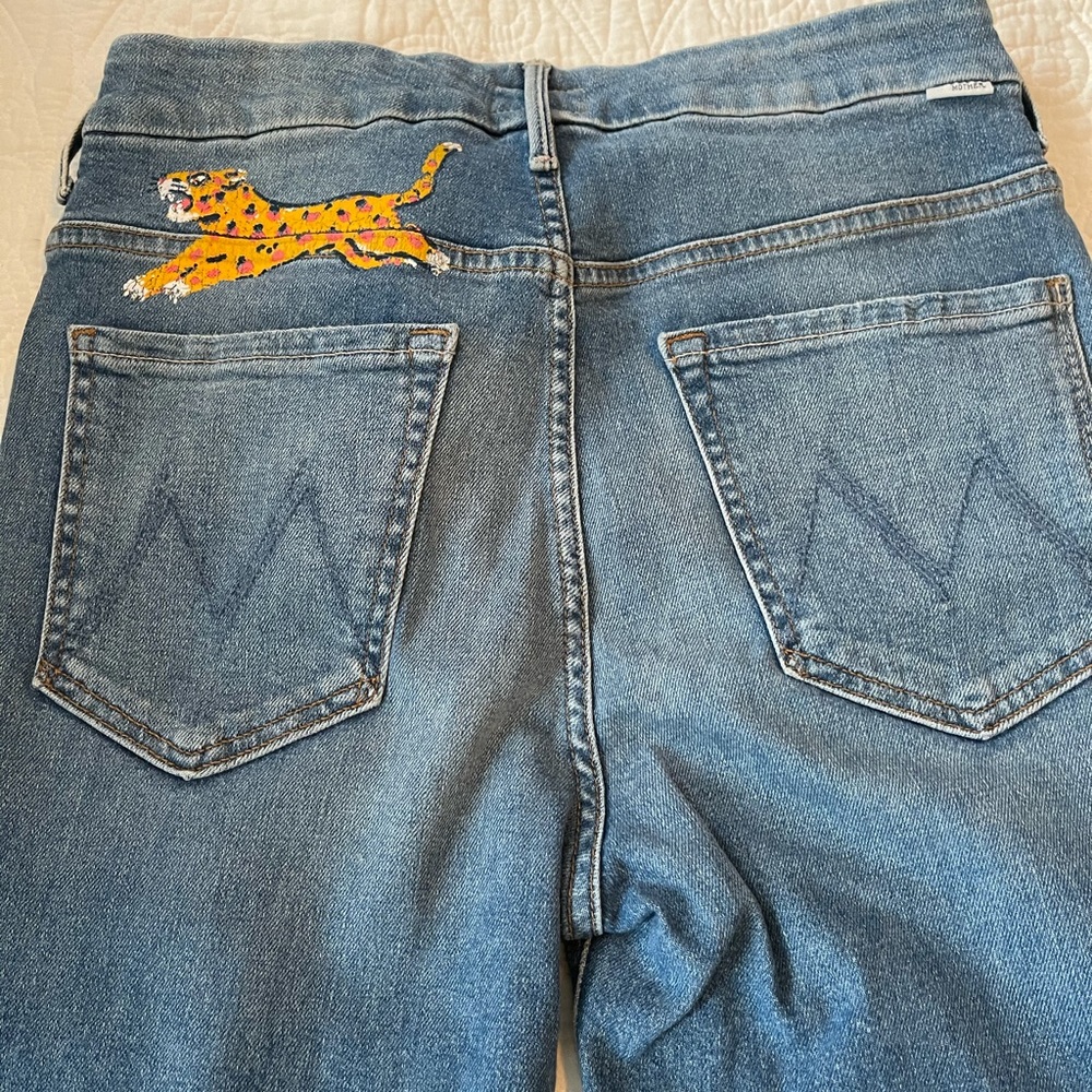 Mother denim with painted tiger
